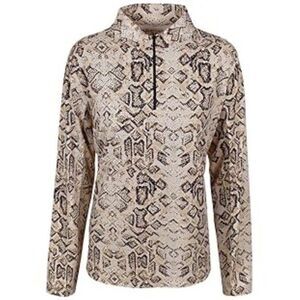 NWT IBKUL IGGY NATURAL SNAKE Womens XL 1/3 Zip Long Sleeve Mock Neck Golf Shirt